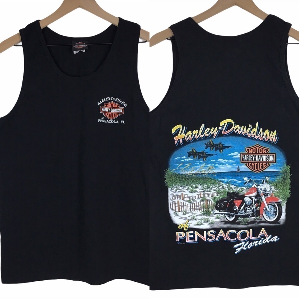 HARLEY DAVIDSON Vintage Tank Top Pensacola Beach Blue Angels 2002 Size Medium